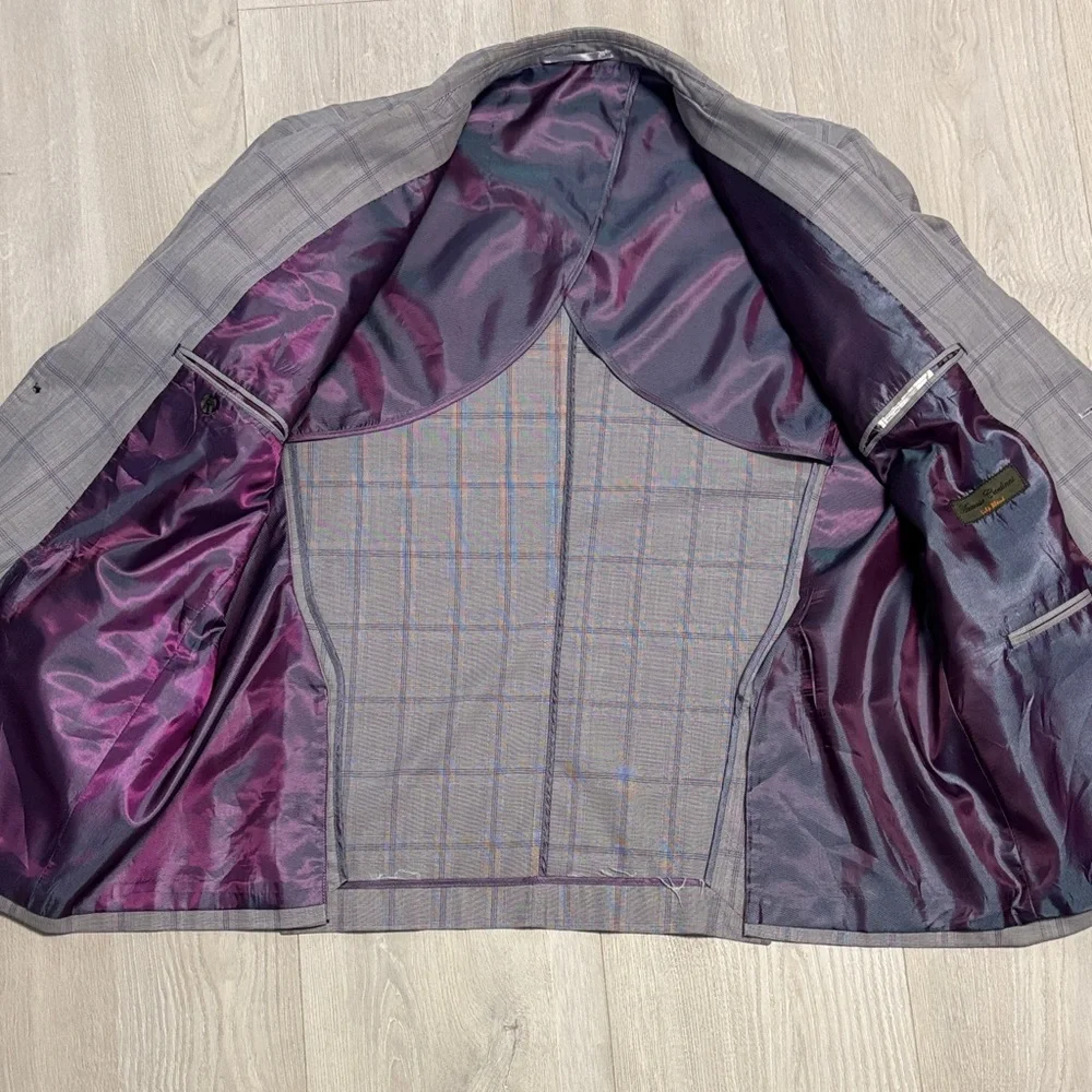 🔥BUNDLESALE Mens 48R Antonio Cardinni Silk Blend Plaid Blazer Sports Coat Jacket